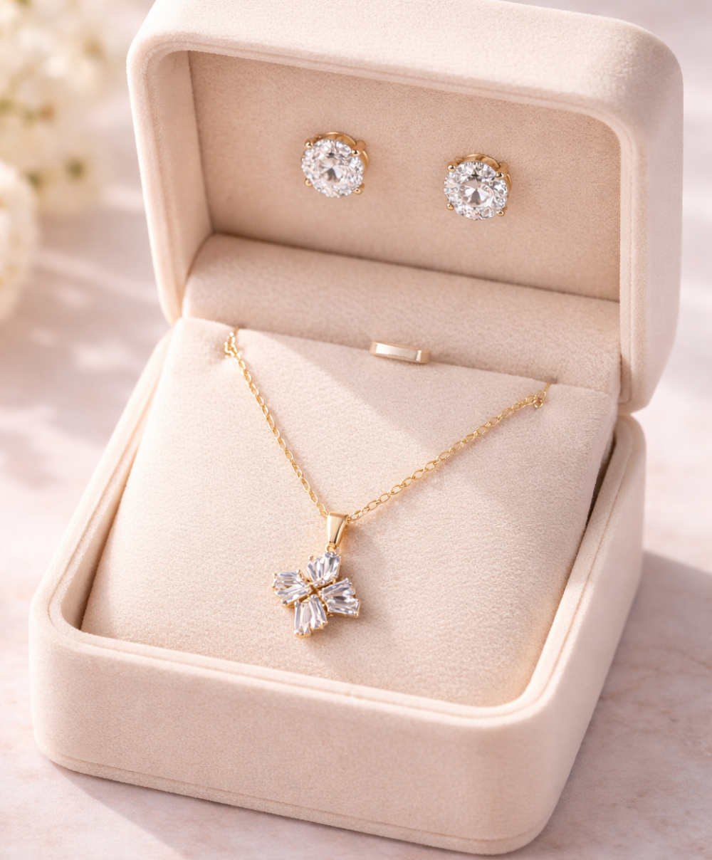 Stellara Bloom Set | Elegant  Flower Necklace